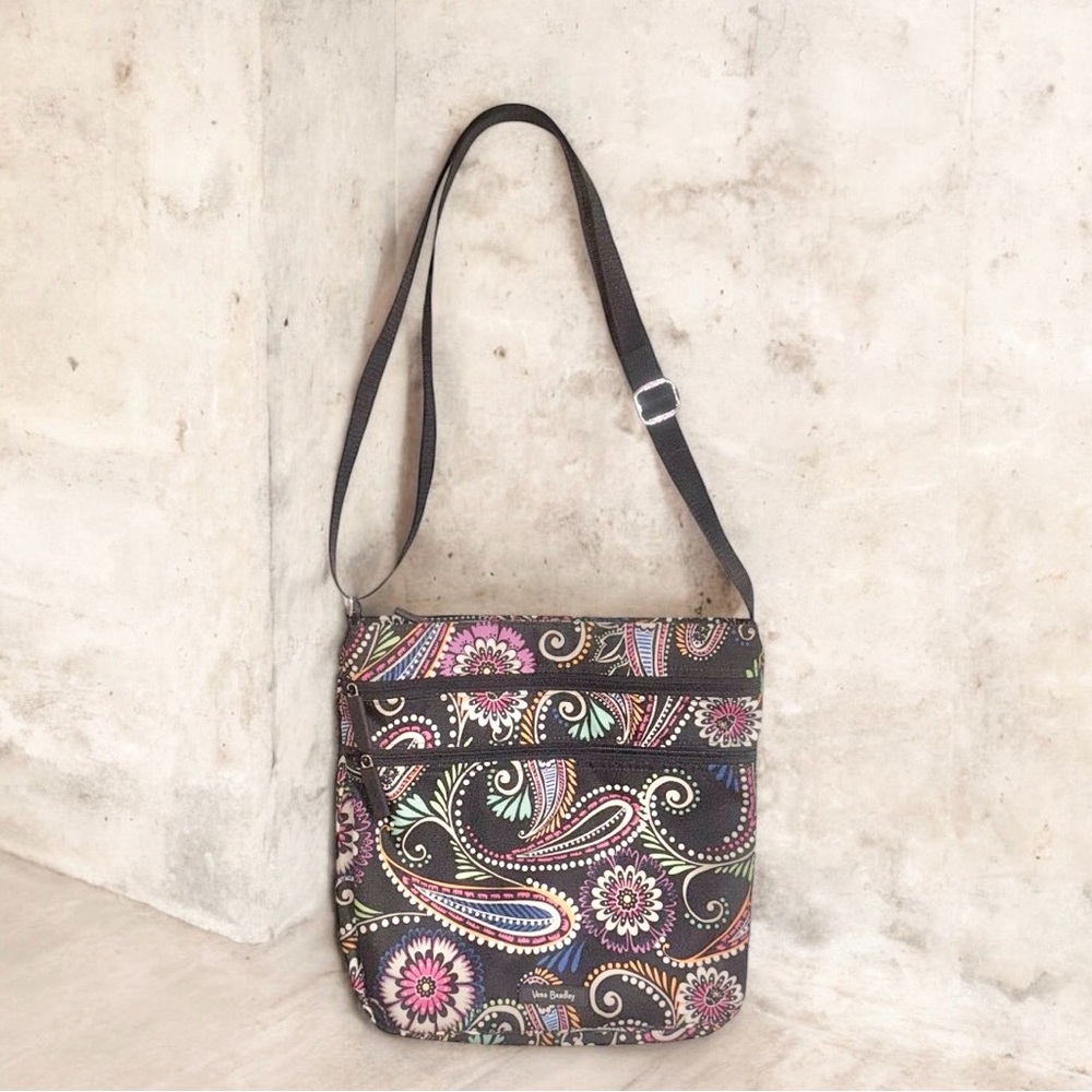VERA BRADLEY nylon triple zipper Bandana Swirl hipster crossbody purse bag